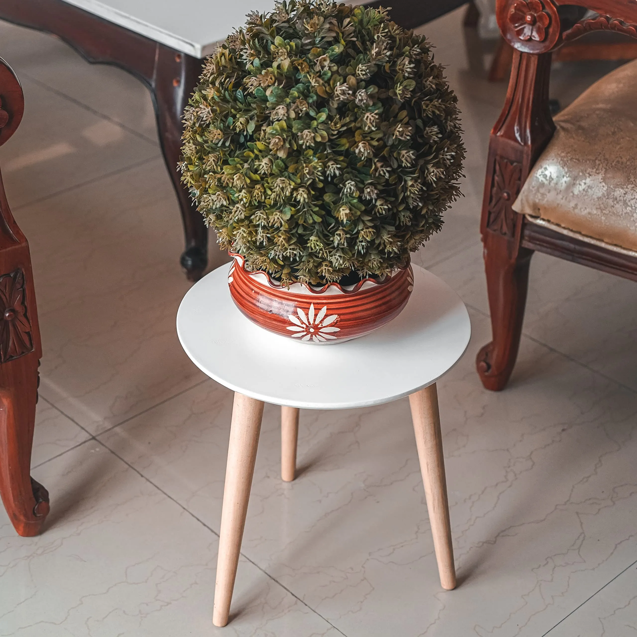 UHUD CRAFTS Wooden Side Table Multi Purpose End Table, Coffee Table for Living Room Balcony Furniture Table Round Shape