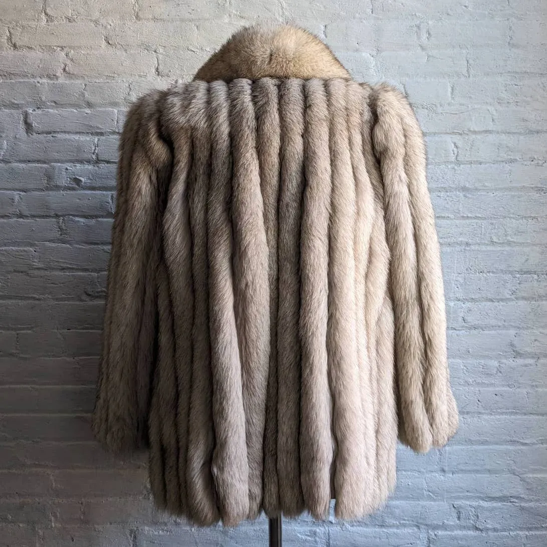 Vintage Fluffy Furry Genuine Fox Fur Coat Ski Bunny Coquette Statement Jacket