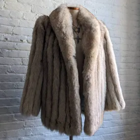 Vintage Fluffy Furry Genuine Fox Fur Coat Ski Bunny Coquette Statement Jacket