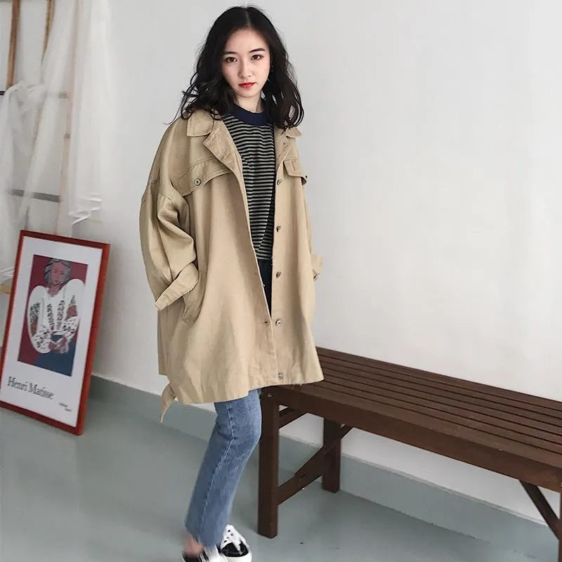 Vintage Loose Long Sleeve Casual Trench Coat