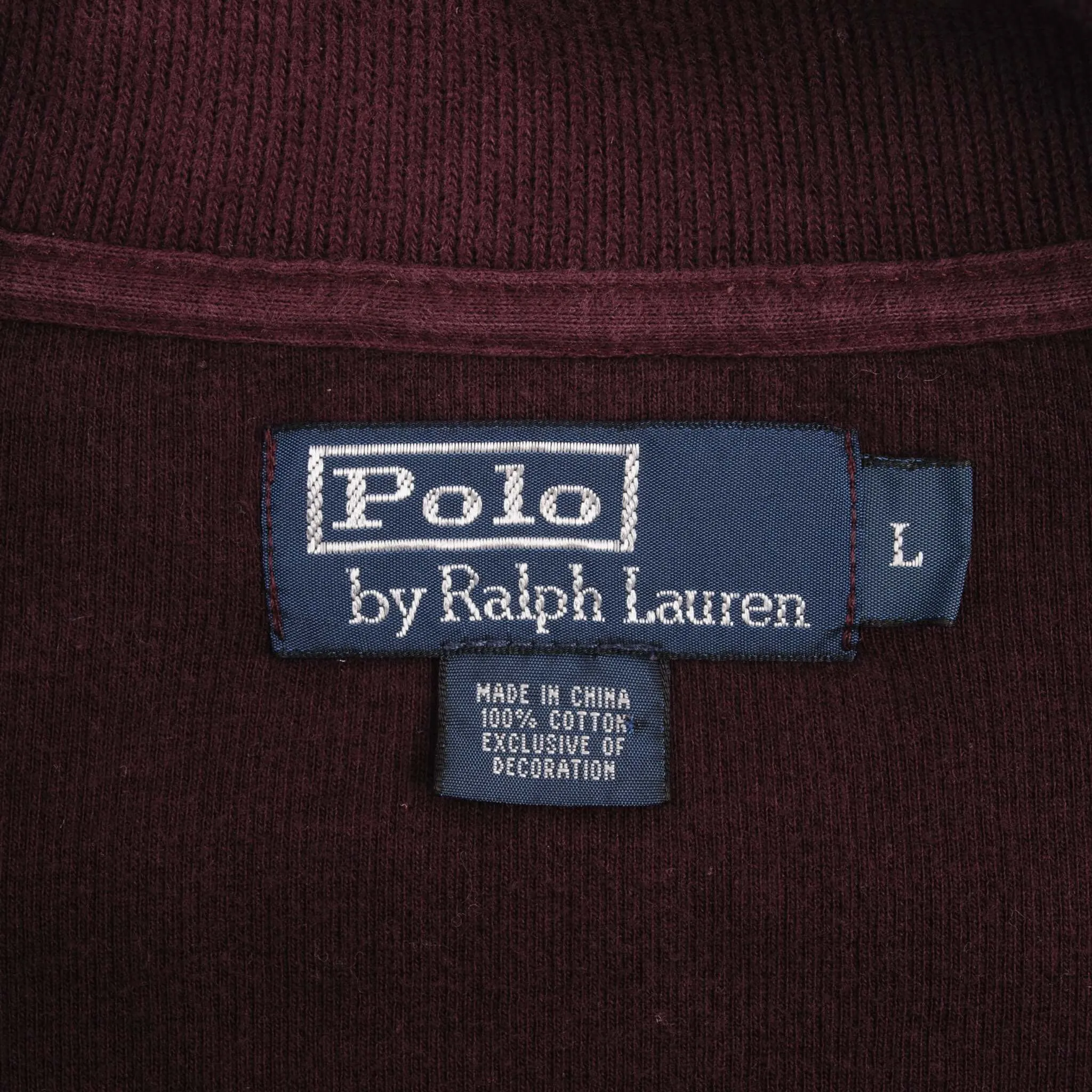 VINTAGE POLO RALPH LAUREN BURGUNDY QUARTER 1/4 ZIP SWEATER 1990S SIZE LARGE