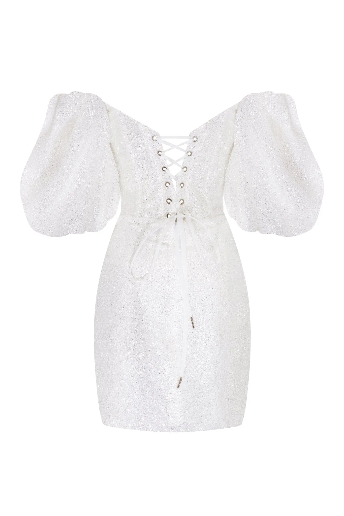 White Cute mini dress with doll sleeves