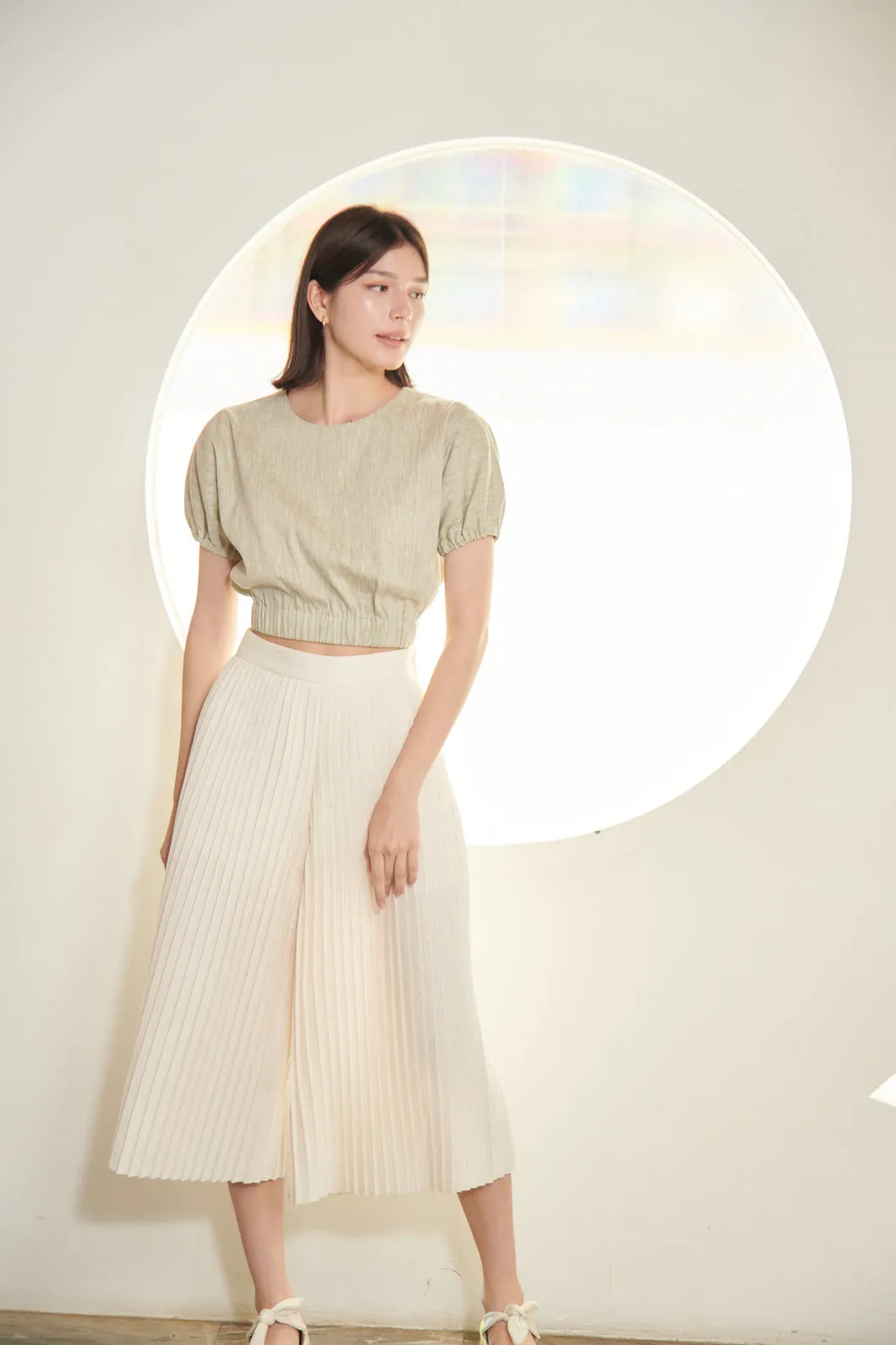 Wide Leg Pleated Rayon Pants-TAKTAI