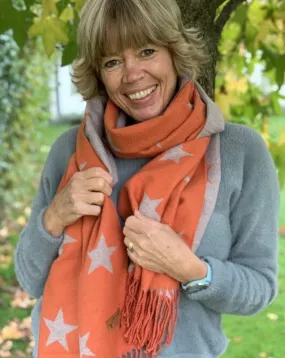 Winter Stars Scarf - Burnt Orange/Taupe