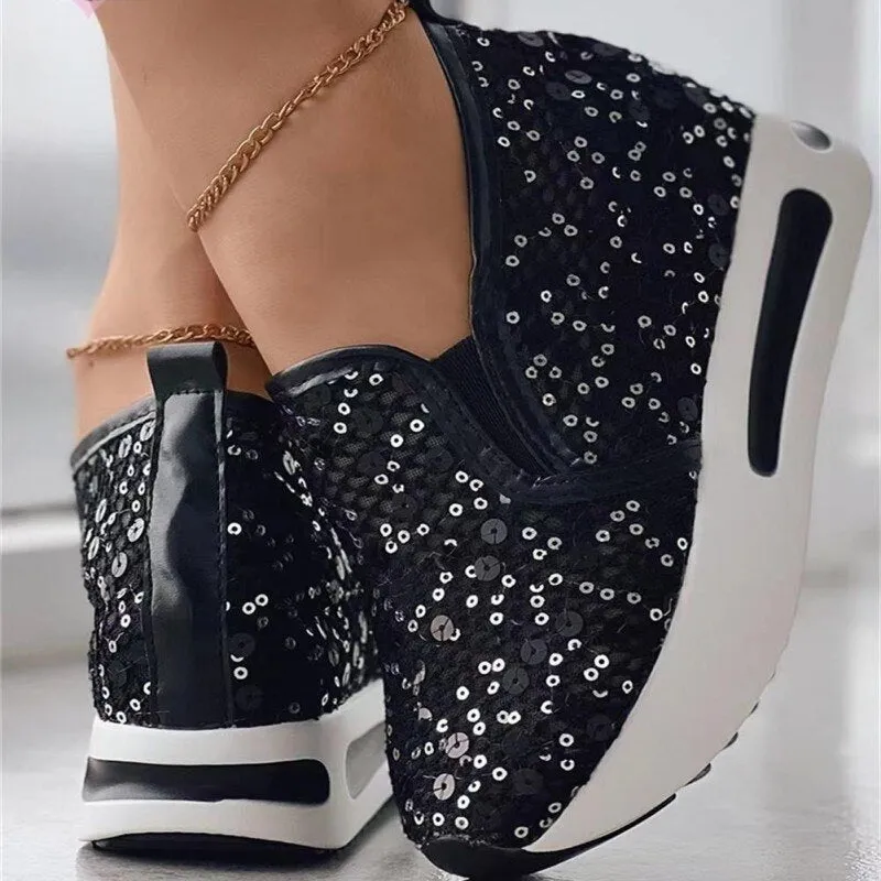 Women's Floral Embroidery Mesh Sneakers with Thick Sole