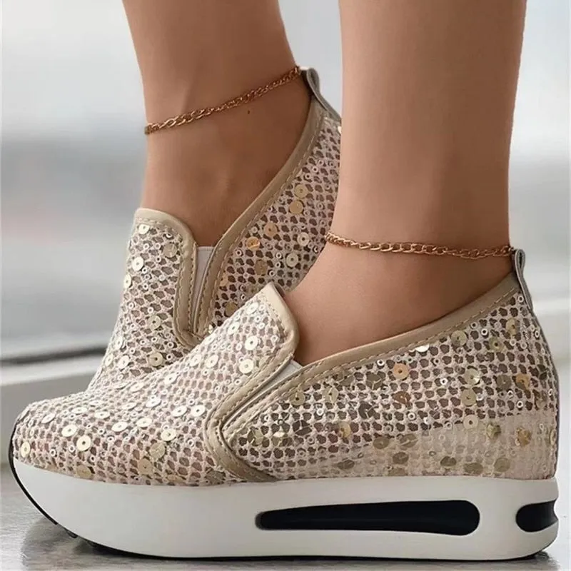 Women's Floral Embroidery Mesh Sneakers with Thick Sole