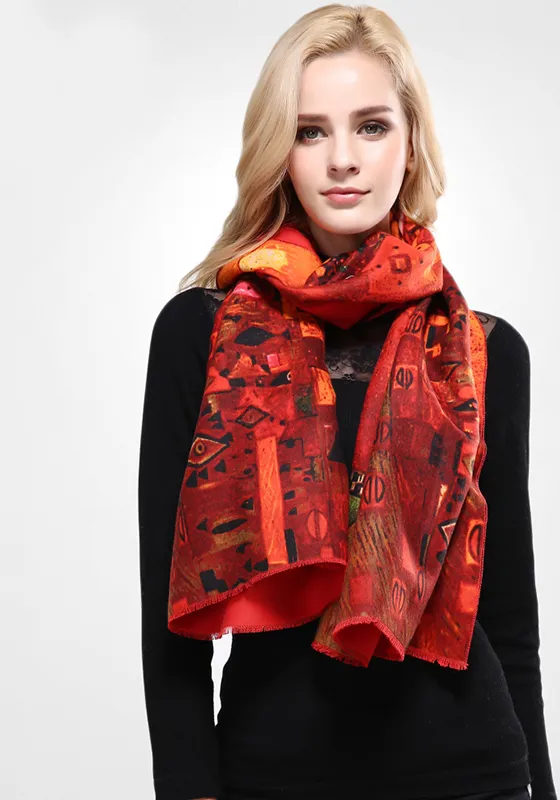 Wool Print Cashmere Scarf