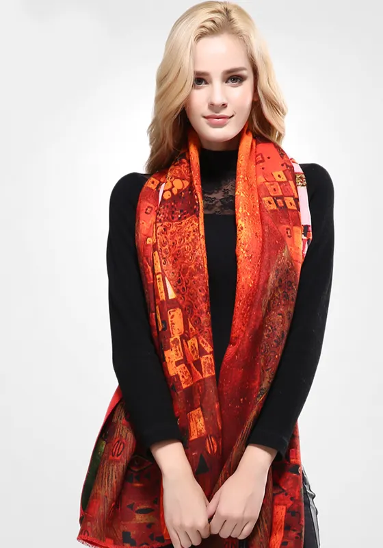 Wool Print Cashmere Scarf