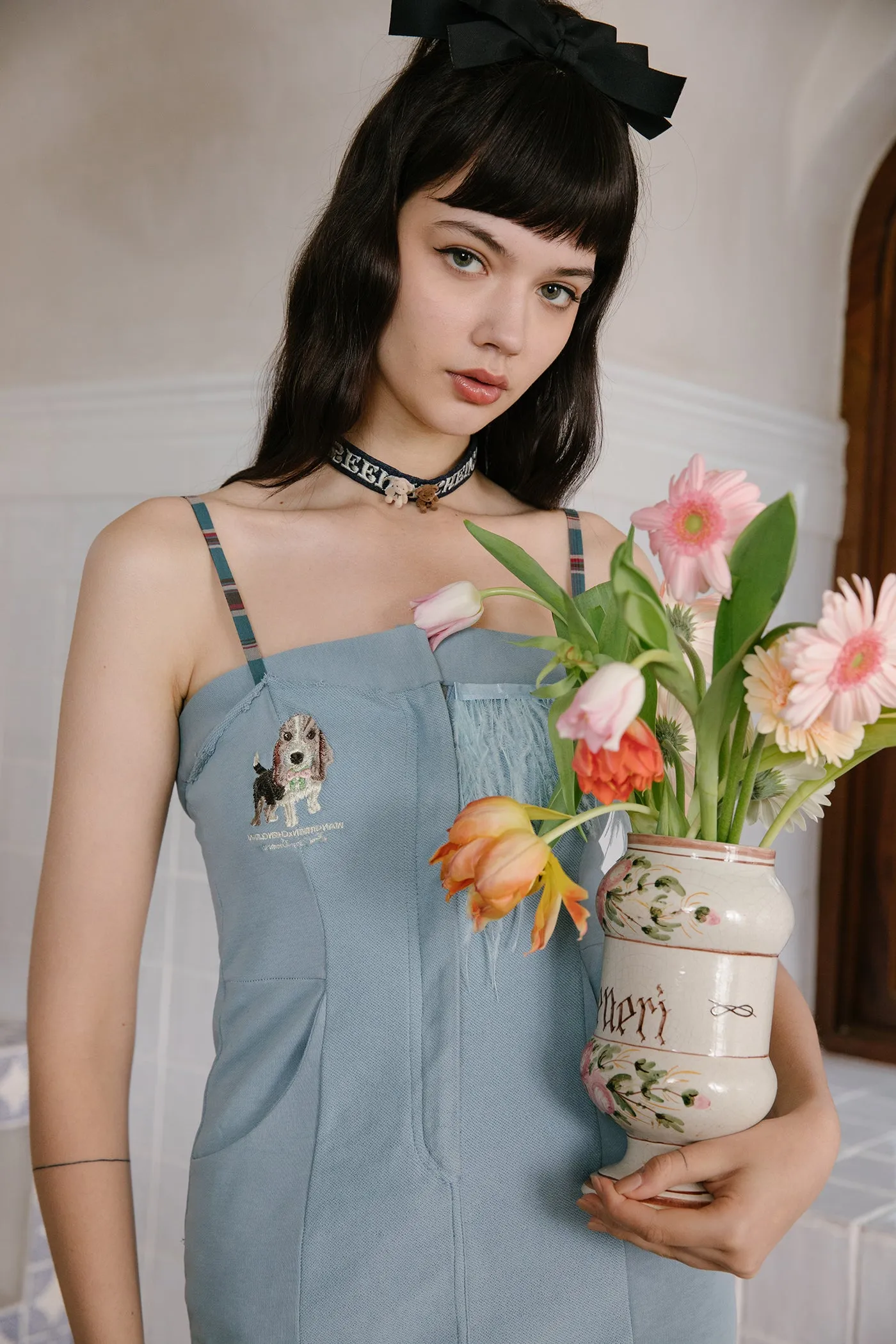 WXC | Embroidered Doggie Slip Dress