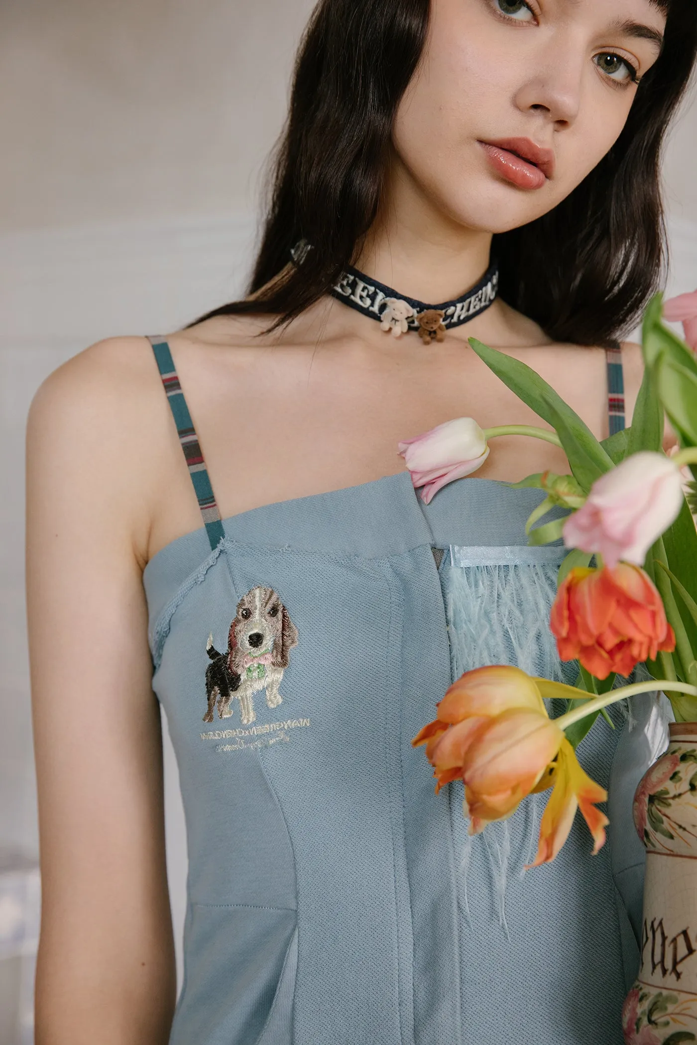 WXC | Embroidered Doggie Slip Dress