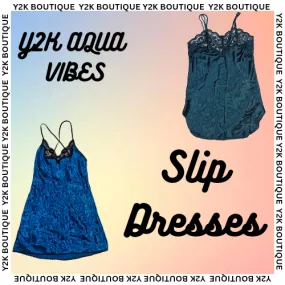 Y2K AQUA VIBES SLIP DRESS-10 piece